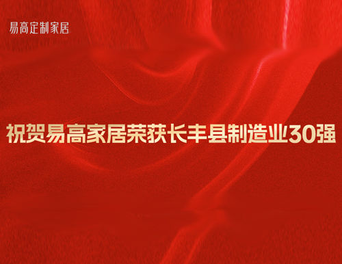  祝賀易高家居榮獲“長豐縣制造業(yè)30強(qiáng)”榮譽(yù)稱號！